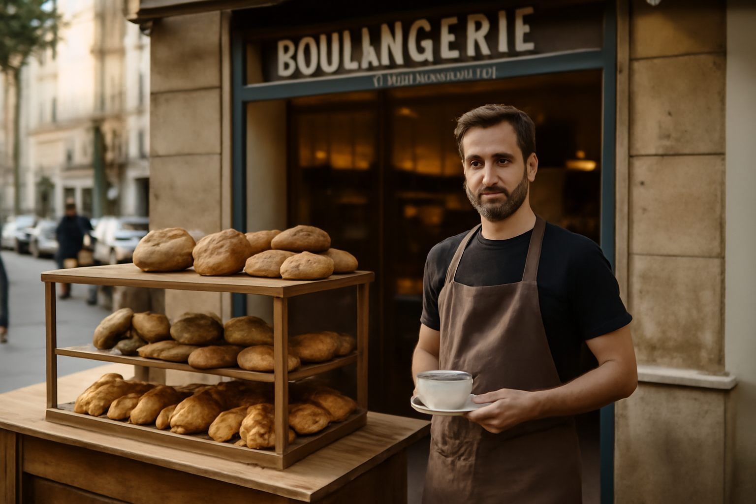 boulangerie café pain salvator à Marseille : comptoir et vitrine, ambiance du matin