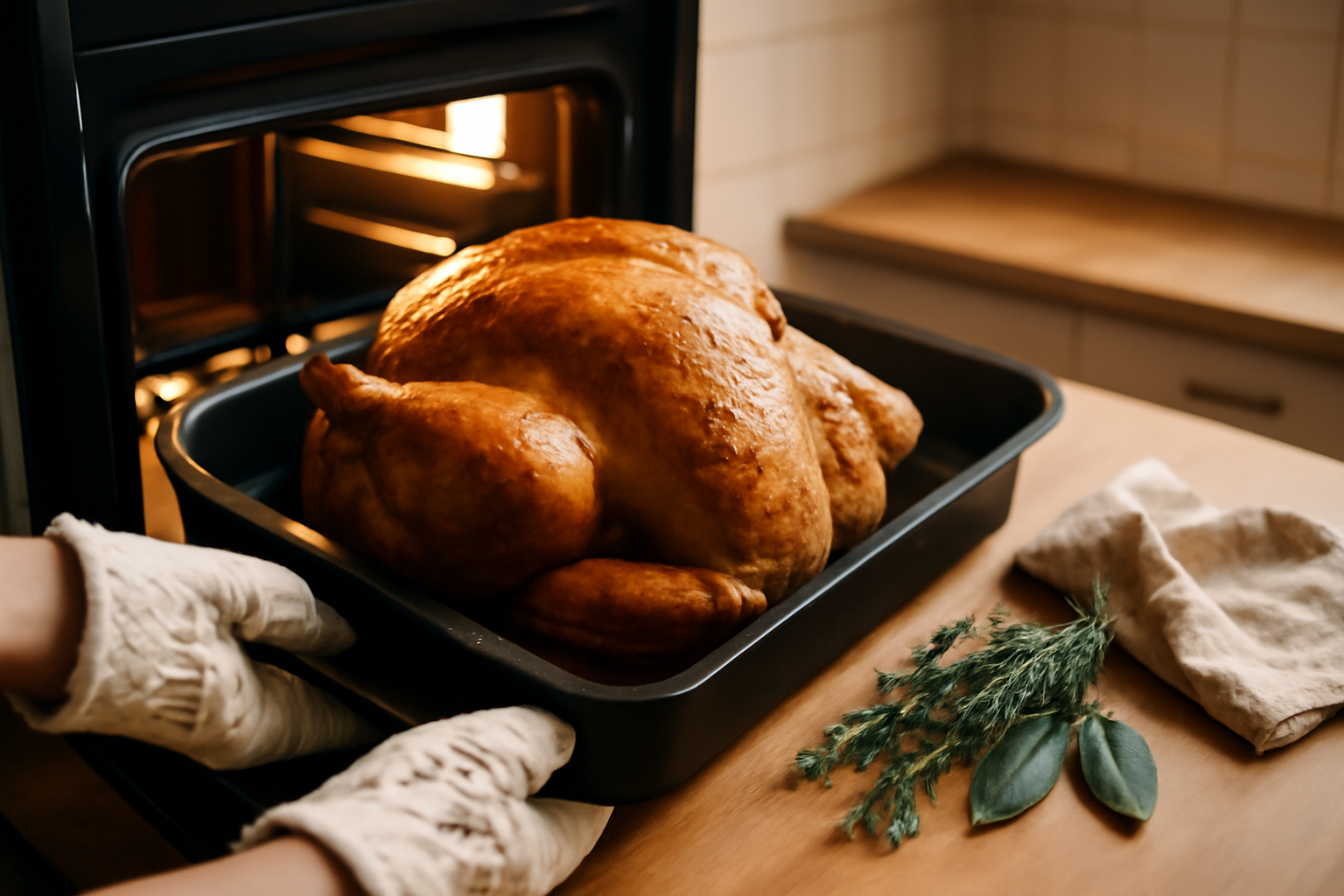 cuisson chapon four au four rôtissoire dorée sur plaque