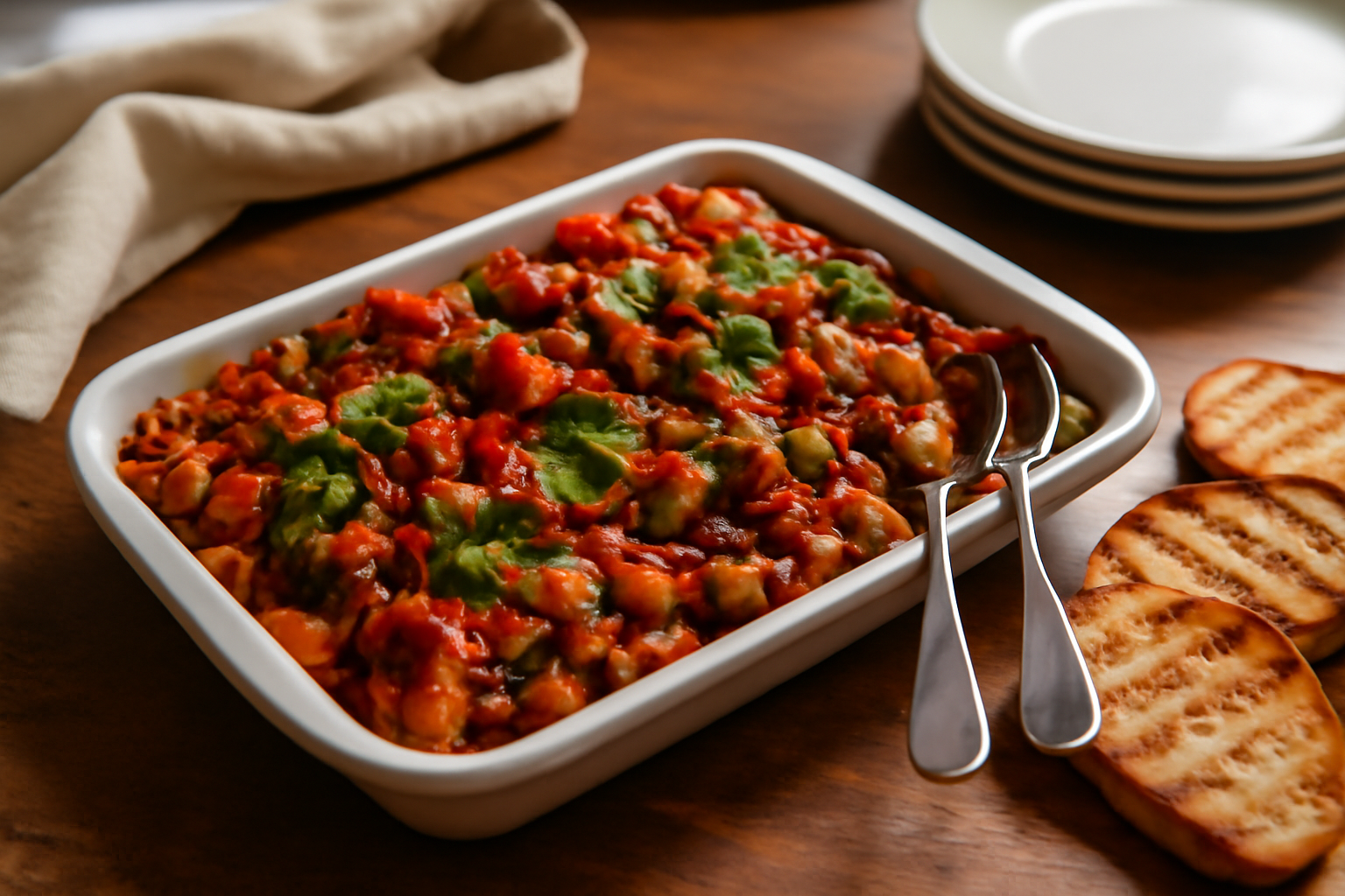 caponata sicilienne froide servie en antipasti avec pain grillé