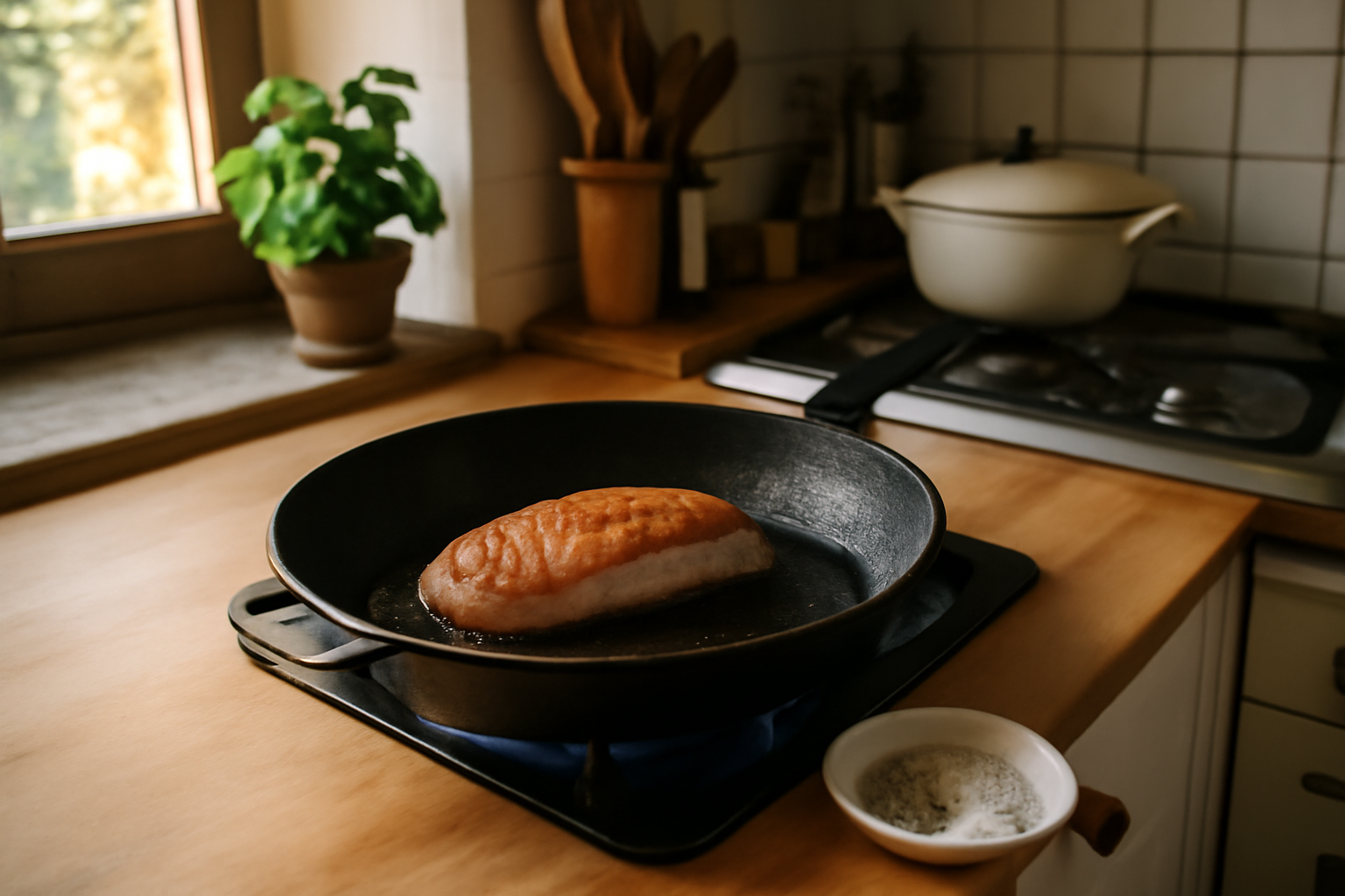 cuire les magrets de canard : magret poêlé peau croustillante dans une cuisine