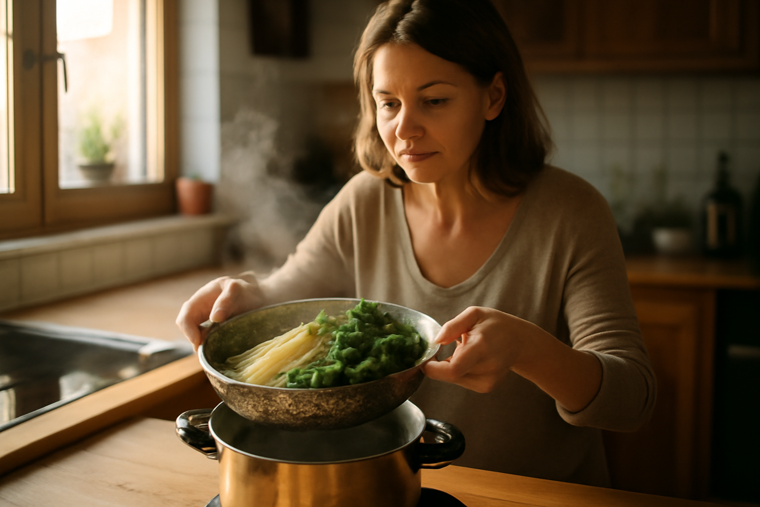 cuisson des blettes vapeur dans un panier en inox