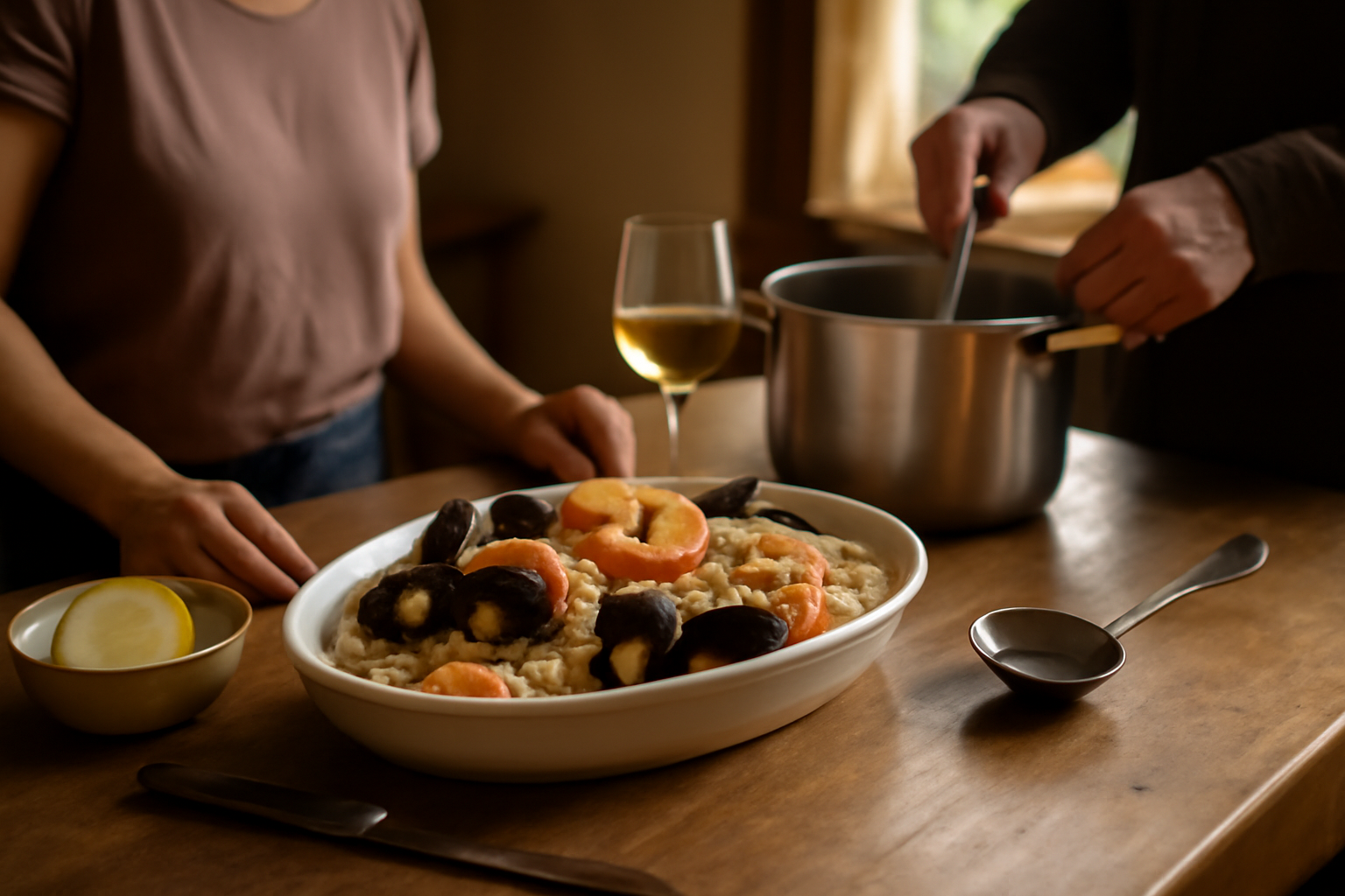 recette choucroute de la mer dans un plat fumant avec moules et crevettes