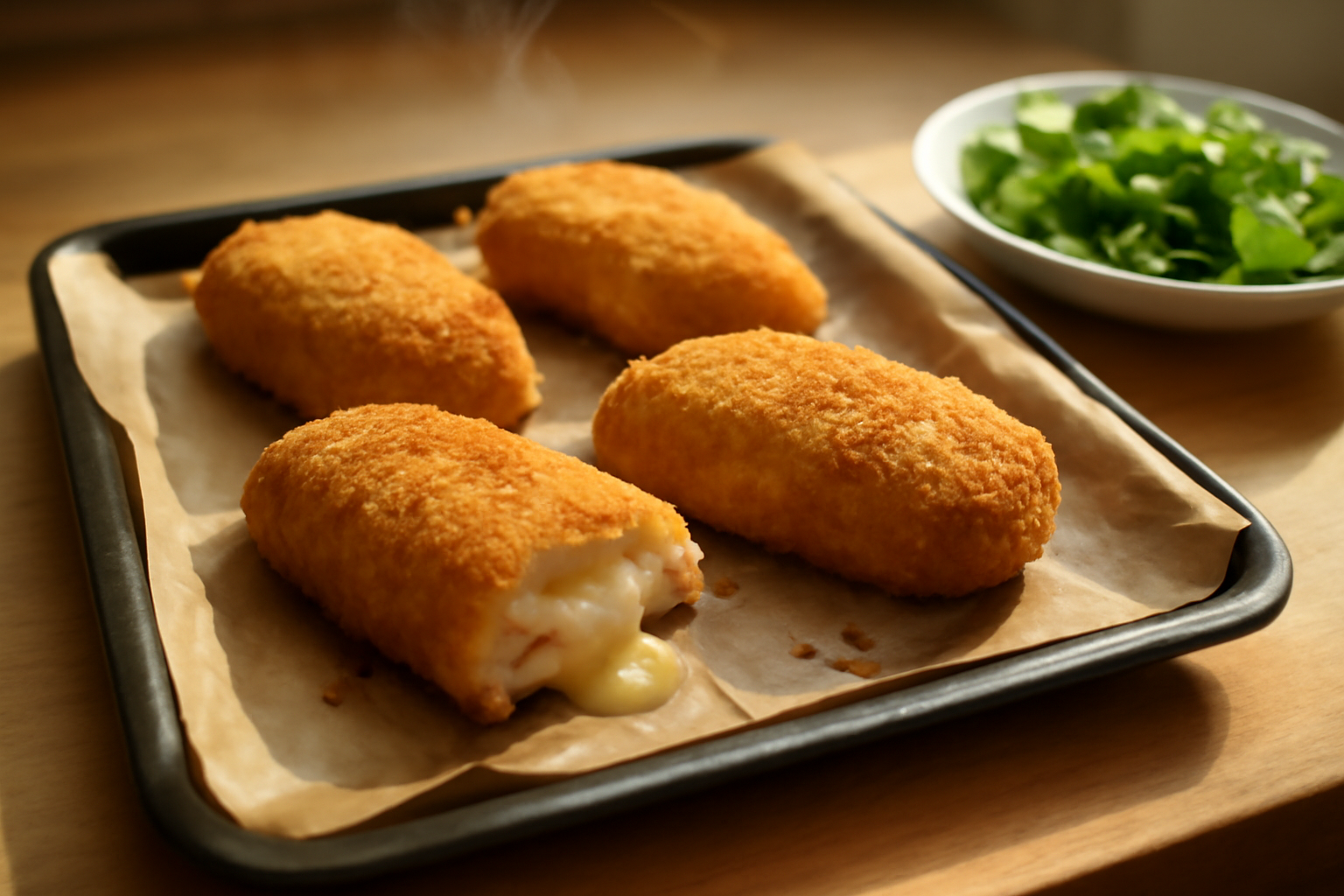 cordon bleu au four doré et croustillant, intérieur au fromage fondu