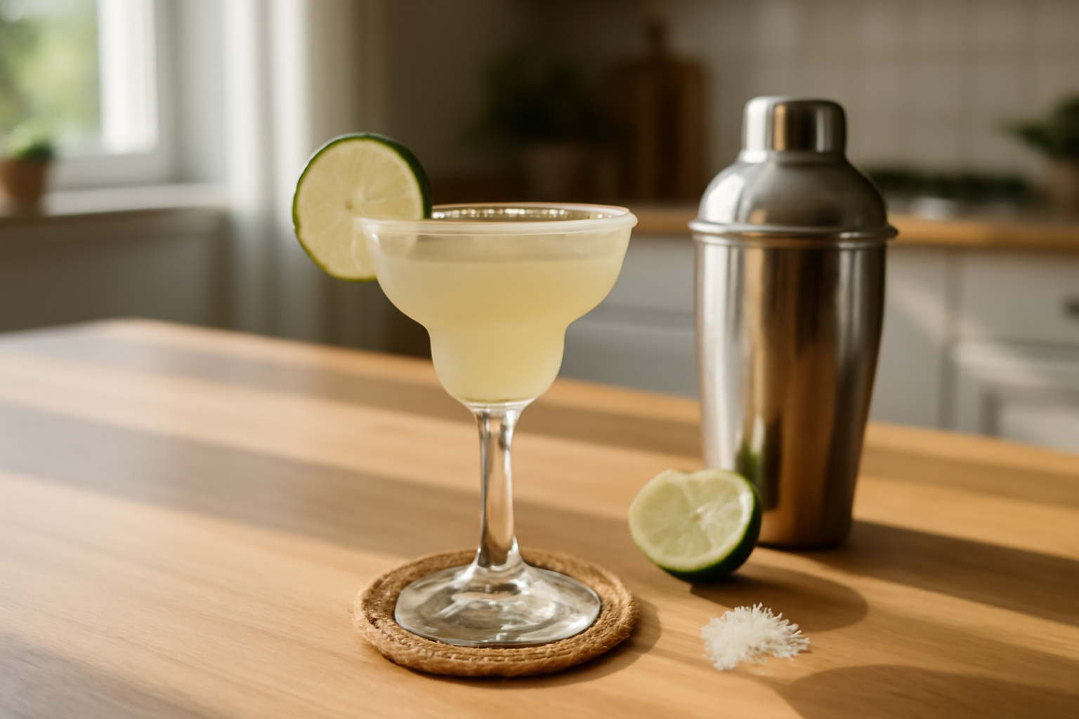 margarita recette classique dans un verre avec bord salé et citron vert