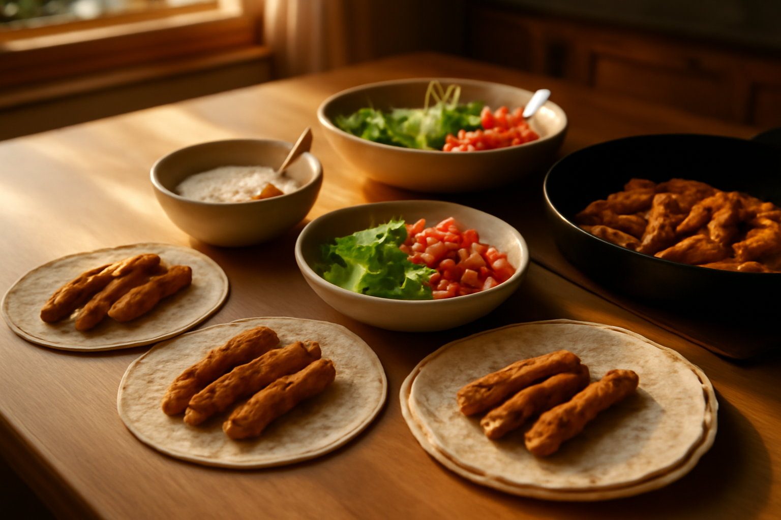 Recette wrap poulet avec poulet poêlé, salade croquante et sauce citron