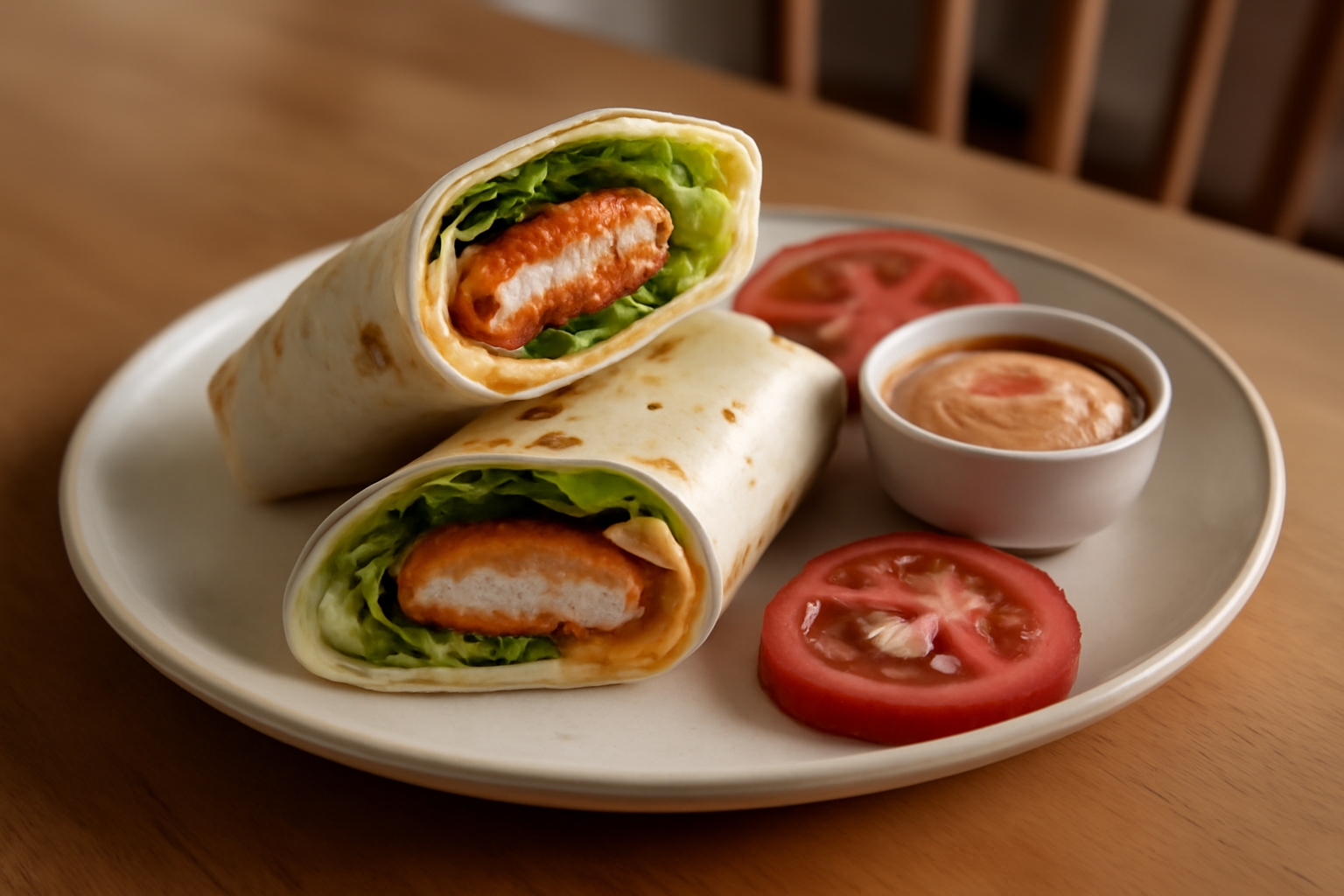Wrap poulet pané au cheddar avec cœur fondant et salade croquante