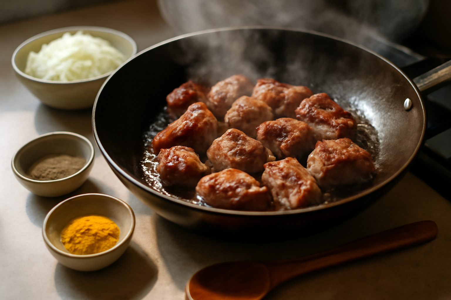 dorer l’agneau pour une tajine agneau recette traditionnelle avec oignon et épices
