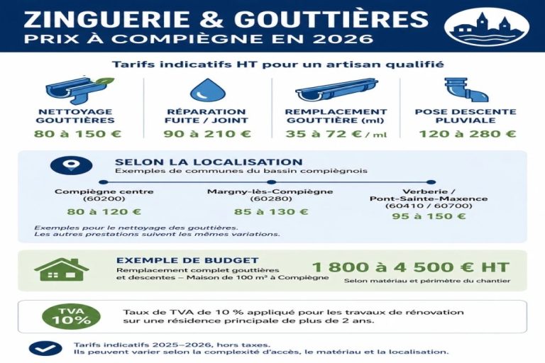 Gouttières à Compiègne : entretien et prix