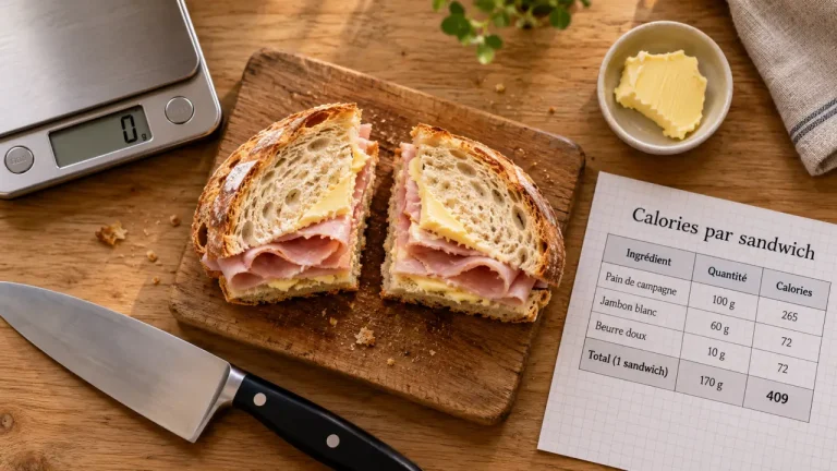 Calories sandwiches jambon-beurre : tableau et balance cuisine