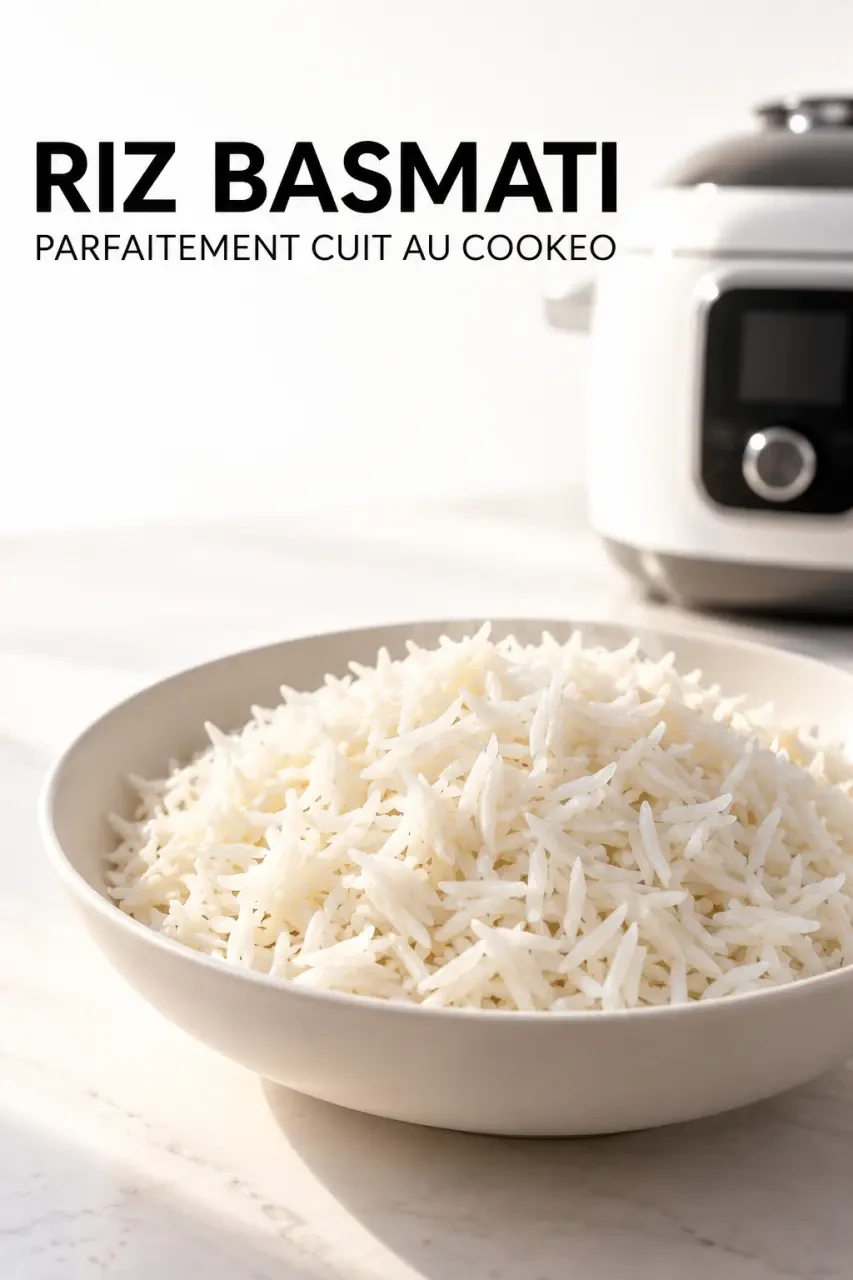 Cuisson riz basmati Cookeo : riz blanc égrené aux grains bien séparés dans une assiette