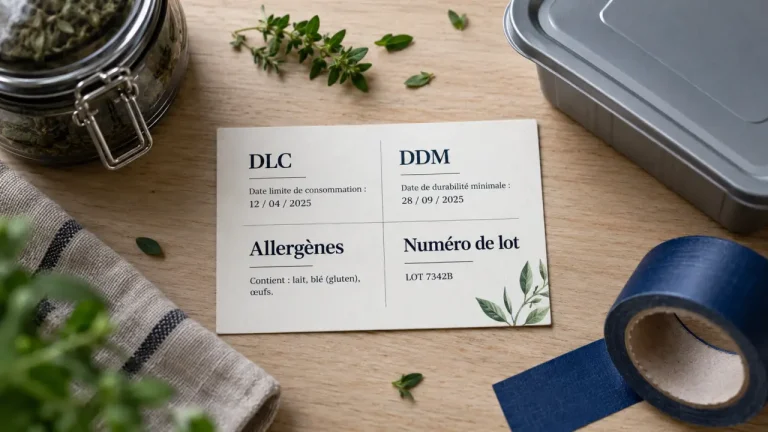 Étiquette produit alimentaire : DLC, DDM et allergènes à vérifier avant d’imprimer