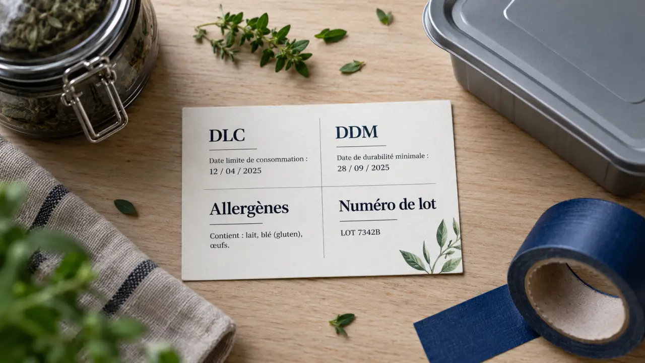 Étiquette produit alimentaire : DLC, DDM et allergènes à vérifier avant d’imprimer